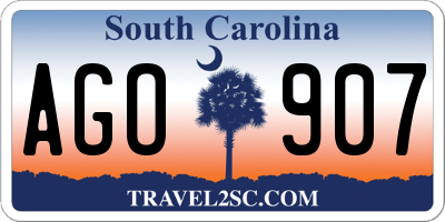 SC license plate AGO907