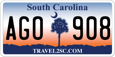 SC license plate AGO908