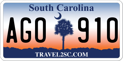 SC license plate AGO910