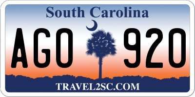 SC license plate AGO920