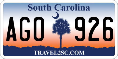 SC license plate AGO926