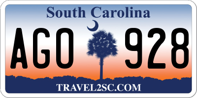 SC license plate AGO928