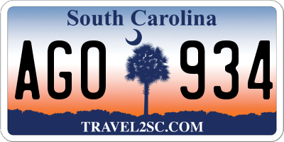 SC license plate AGO934