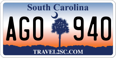 SC license plate AGO940