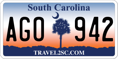 SC license plate AGO942