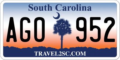 SC license plate AGO952
