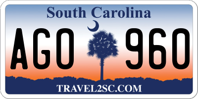 SC license plate AGO960