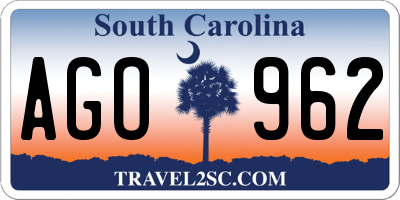 SC license plate AGO962
