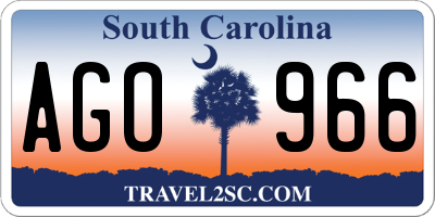 SC license plate AGO966