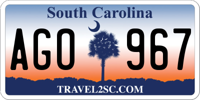 SC license plate AGO967