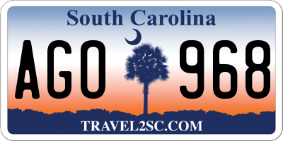 SC license plate AGO968