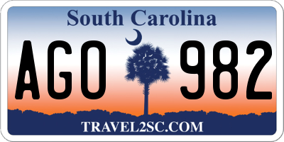 SC license plate AGO982