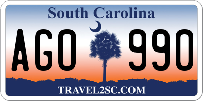 SC license plate AGO990