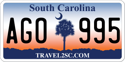 SC license plate AGO995