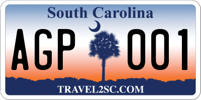 SC license plate AGP001