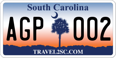 SC license plate AGP002