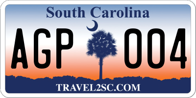SC license plate AGP004