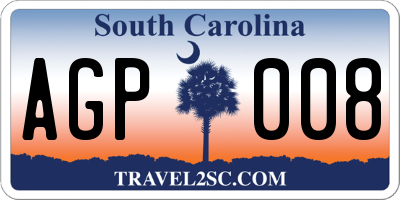 SC license plate AGP008
