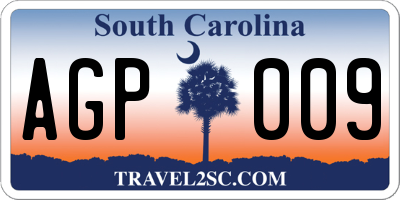 SC license plate AGP009