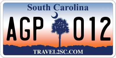 SC license plate AGP012