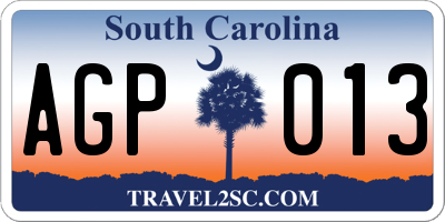 SC license plate AGP013