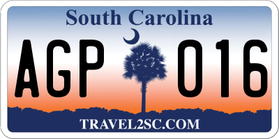 SC license plate AGP016