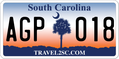 SC license plate AGP018