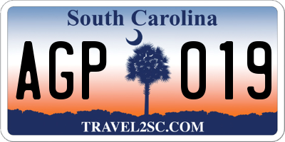 SC license plate AGP019