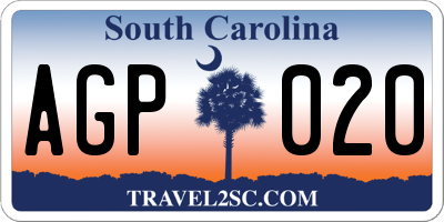 SC license plate AGP020