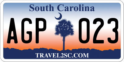 SC license plate AGP023