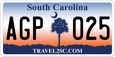 SC license plate AGP025