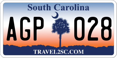 SC license plate AGP028