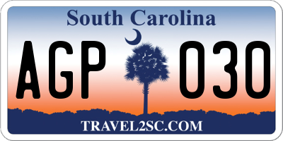 SC license plate AGP030