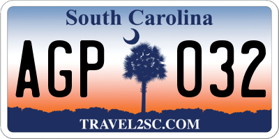 SC license plate AGP032
