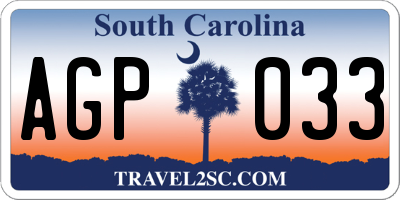 SC license plate AGP033