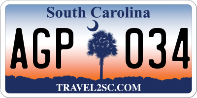 SC license plate AGP034
