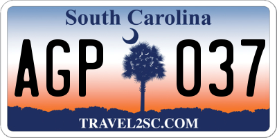 SC license plate AGP037