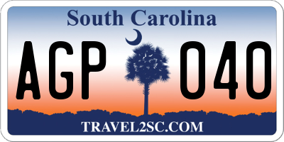 SC license plate AGP040