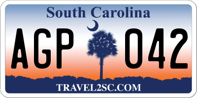 SC license plate AGP042