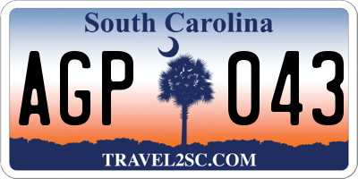 SC license plate AGP043
