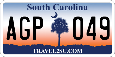 SC license plate AGP049