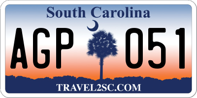 SC license plate AGP051