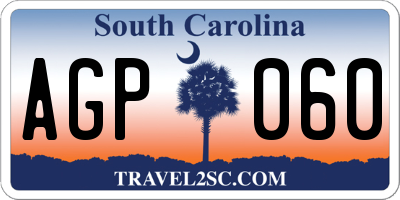 SC license plate AGP060