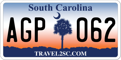 SC license plate AGP062
