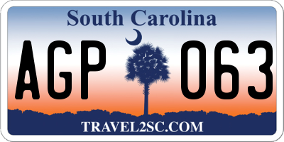 SC license plate AGP063