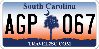 SC license plate AGP067