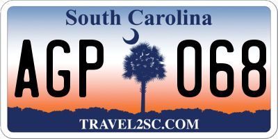 SC license plate AGP068