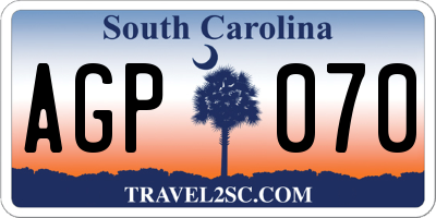 SC license plate AGP070