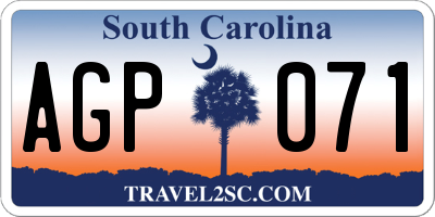 SC license plate AGP071