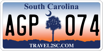 SC license plate AGP074
